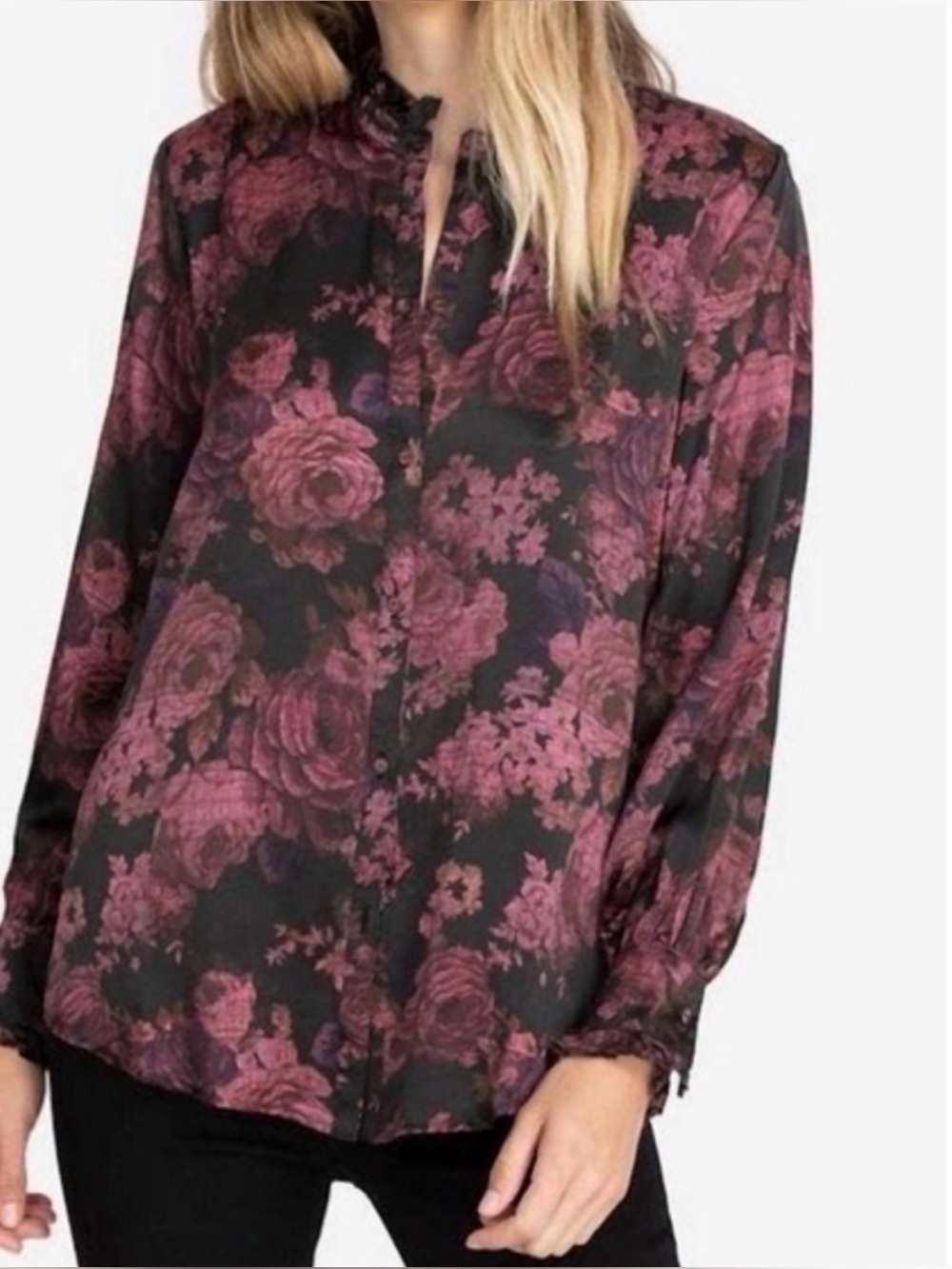 Johnny Was Workshop 100% Silk Floral Blouse—Flowy—Office/Everyday—Gorgeous!! S